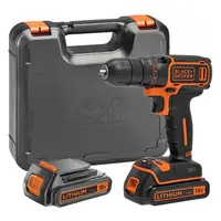 Акумулаторен винтоверт Black & Decker с колекторен двигател  с 2 батерии и зарядно, 18 V, 1.5 Ah, 40 Nm, 10 мм, BDCDD186KB