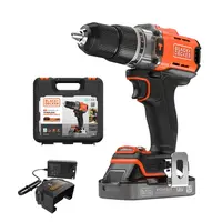 Акумулаторен винтоверт Black & Decker ударен  с 2 батерии и зарядно, 18 V, 2 Ah, 45 Nm, 13 мм, BCD383D1XK