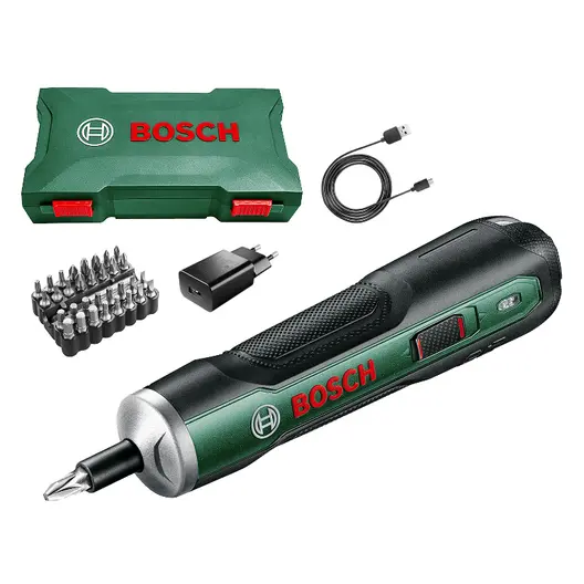 Акумулаторна отвертка Bosch  с вградена батерия и USB кабел, 3.6 V, 1.5 Ah, 1/4", 5 Nm, PushDrive