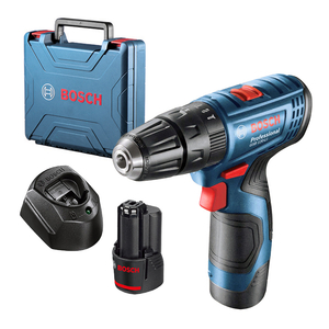 Бормашина винтоверт Bosch акумулаторна ударна с 2 батерии и зарядно, 12 V, 2 Ah, 30 Nm, 1.5-10 мм, GSB 120-Li