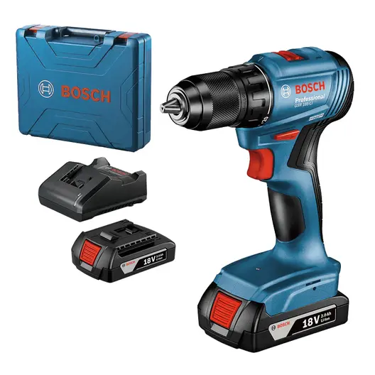 Акумулаторен винтоверт Bosch с безчетков двигател  с 2 батерии и зарядно, 18 V, 2 Ah, 50 Nm, 1.5-13 мм, GSR18V-52