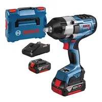 Акумулаторен гайковерт Bosch с безчетков двигател  с 2 батерии и зарядно, 18 V, 5 Ah, 1000 Nm, квадрат, 1/2", GDS 18V-1000