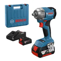 Акумулаторен ударен гайковерт Bosch с безчетков двигател  с 2 батерии и зарядно, 18 V, 4 Ah, 350 Nm, квадрат, 1/2", GDS 18V-350