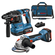 Комплект акумулаторни инструменти Bosch  с 2 батерии и зарядно, GBH 18V-22, GWS 18V-8, 18 V, 4 Ah - product - 004 BSH3427