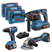 Комплект акумулаторни инструменти Bosch  с 2 батерии и зарядно, GSR 18V-65, GBH 18V-22, GWS 18V-8, 18 V, 5 Ah - product - 004 BSH3434