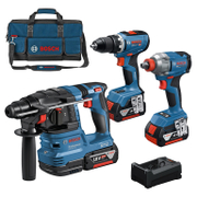 Комплект акумулаторни инструменти Bosch  с 3 батерии и зарядно, GSR 18V-65, GBH 18V-22, GDX 18V-285, 18 V, 5 Ah - product - 004 BSH3435