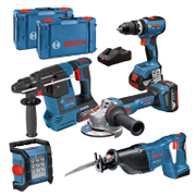 Комплект акумулаторни инструменти Bosch  с 3 батерии и зарядно, GSB 18V-65, GBH 18V-26, GWS 18V-11, GSA 18V-Li, GLI 18V-1200, 18 V, 5 Ah - product - 004 BSH3430