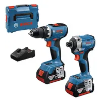 Комплект акумулаторни инструменти Bosch  с 2 батерии и зарядно, GSR 18V-65, GDR 18V-215, 18 V, 5 Ah