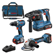 Комплект акумулаторни инструменти Bosch  с 2 батерии и зарядно, GSR 18V-65, GBH 18V-22, GWS 18V-8, 18 V, 4 Ah - product - 004 BSH3433