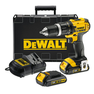 Бормашина винтоверт DeWALT акумулаторна ударна с 2 батерии и зарядно, 18 V, 1.5 Ah, 60 Nm, 1.5-13 мм, DCD785C2