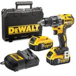 Акумулаторен винтоверт DeWALT с безчетков двигател  с 2 батерии и зарядно, 18 V, 5 Ah, 70 Nm, 1.5-13 мм, DCD791P2