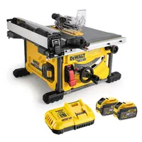 Акумулаторен настолен циркуляр DeWALT  с 2 батерии и зарядно, 54 V, 6 Ah, ф 210 мм, 5800 об./мин, DCS7485T2