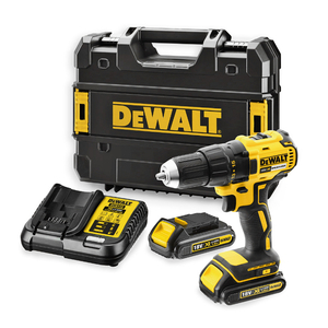 Акумулаторен винтоверт DeWALT с безчетков двигател с 2 батерии и зарядно, 18 V, 1.5 Ah, 65 Nm, 1.5-13 мм, DCD777