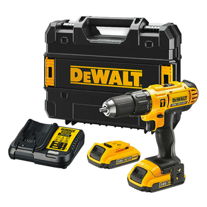 Бормашина винтоверт DeWALT акумулаторна ударна с 2 батерии и зарядно, 18 V, 2 Ah, 42 Nm, 1.5-13 мм, DCD776D2