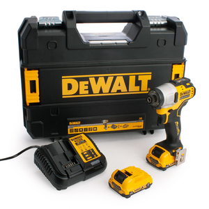 Гайковерт акумулаторен DeWALT с безчетков двигател с 2 батерии и зарядно, 12 V, 2 Ah, 163 Nm, 163 Nm, шестостен, 1/4", DCF801D2