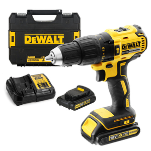 Бормашина винтоверт DeWALT акумулаторна ударна с 2 батерии и зарядно, 18 V, 1.5 Ah, 65 Nm, 1.5-13 мм, DCD778S2T