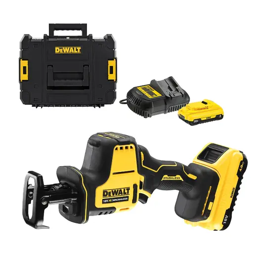 Саблен трион DeWALT акумулаторен с плавно регулиране  с 2 батерии и зарядно, 18 V, 4 Ah, 0-2800 хода/мин, 16 мм, DCS369M2