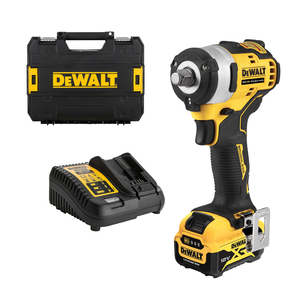 Гайковерт акумулаторен DeWALT с безчетков двигател с 1 батерия и зарядно, 12 V, 5 Ah, 340 Nm, 340 Nm, квадрат, 1/2", DCF901P1
