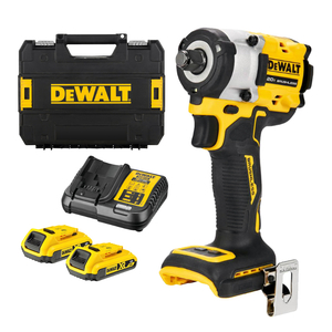 Гайковерт акумулаторен DeWALT с безчетков двигател с 2 батерии и зарядно, 18 V, 2 Ah, 406 Nm, квадрат, 1/2", DCF921D2T