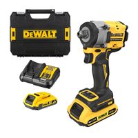 Акумулаторен гайковерт DeWALT с безчетков двигател  с 2 батерии и зарядно, 18 V, 2 Ah, 406 Nm, квадрат, 1/2", DCF922D2T