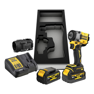 Гайковерт акумулаторен DeWALT с безчетков двигател с 2 батерии и зарядно, 18 V, 5 Ah, 406 Nm, квадрат, 3/8", DCF923P2G