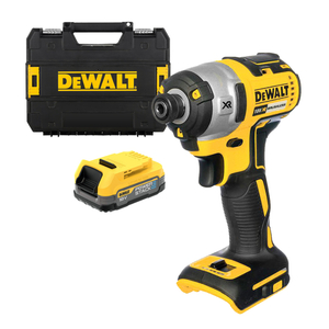 Гайковерт акумулаторен DeWALT с безчетков двигател с 1 батерия без зарядно, 18 V, 1.7 Ah, шестостен, 1/4", DCF840E1T
