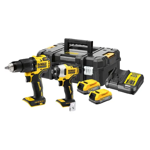 Комплект акумулаторни инструменти DeWALT  с 2 батерии и зарядно, DCD709, DCF809, 18 V, 1.7 Ah, DCK2062E2T