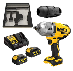 Гайковерт DeWALT с колекторен двигател с 2 батерии и зарядно, 18 V, 5 Ah, 1355 Nm, 1898 Nm, квадрат, 1/2", DCF900P2G