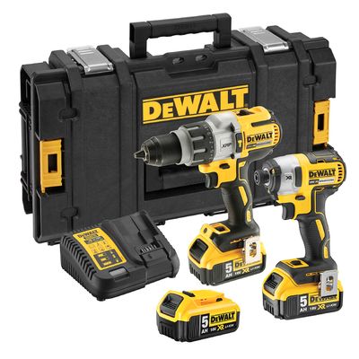 Комплект акумулаторни инструменти DeWALT    с 3 батерии и зарядно, DCD996, DCF887, 18 V, 5 Ah, DCK276P3
