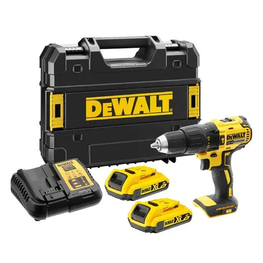 Акумулаторен винтоверт DeWALT ударен  с 2 батерии и зарядно, 18 V, 2 Ah, 65 Nm, 1.5-13 мм, DCD778D2T