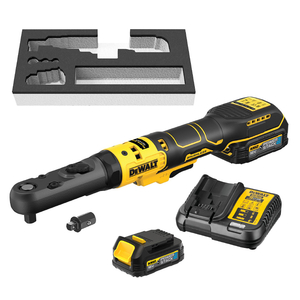 Тресчотка DeWALT акумулаторна  с 2 батерии и зарядно, 18 V, 1.7 Ah, 102 Nm, квадрат, 3/8" и 1/2", DCF510E2G