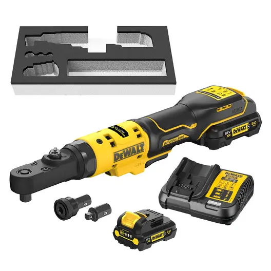 Акумулаторна тресчотка DeWALT  с 2 батерии и зарядно, 12 V, 3 Ah, 75 Nm, квадрат, 1/4" и 3/8", DCF500L2G
