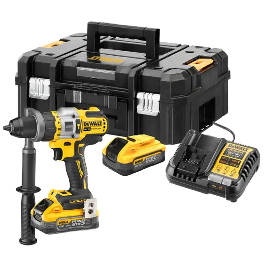 Акумулаторна ударна бормашина DeWALT  с 2 батерии и зарядно, 18 V, 5 Ah, 112 Nm, 0-450/0-1300/0-2000 об./мин, 1.5-13 мм, DCD999H2T