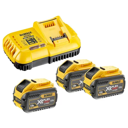 Акумулаторна батерия DeWALT Li-Ion със зарядно у-во  54/18 V, 3/9 Ah, 3 бр., DCB118X3