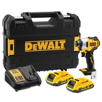 Акумулаторен гайковерт DeWALT с безчетков двигател  с 2 батерии и зарядно, 18 V, 2 Ah, 190 Nm, шестостен, 1/4", DCF809D2T