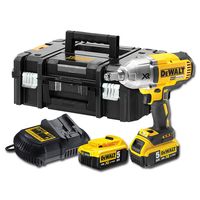 Акумулаторен гайковерт DeWALT с безчетков двигател  с 2 батерии и зарядно, 18 V, 5 Ah, 950 Nm, квадрат, 1/2", DCF899HP2