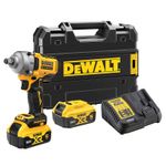 Акумулаторен гайковерт DeWALT с безчетков двигател  с 2 батерии и зарядно, 18 V, 5 Ah, 812 Nm, квадрат, 1/2", DCF891P2T