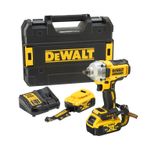 Акумулаторен гайковерт DeWALT с безчетков двигател  с 2 батерии и зарядно, 18 V, 5 Ah, 812 Nm, квадрат, 1/2", DCF891P2LRT