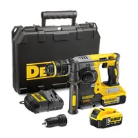 Акумулаторен перфоратор DeWALT с безчетков двигател  с 2 батерии и зарядно, SDS-plus, 18 V, 5 Ah, 2.1 J, 0-4600 уд./мин, DCH273P2T