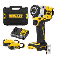 Акумулаторен гайковерт DeWALT с безчетков двигател  с 2 батерии и зарядно, 18 V, 5 Ah, 406 Nm, квадрат, 1/2", DCF921P2LRT