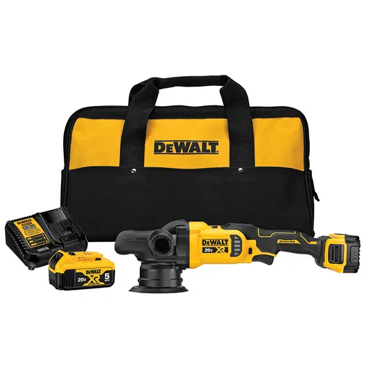 Акумулаторна полирмашина DeWALT  с 2 батерии и зарядно, 18 V, 5 Ah, ф 125 мм, 2000-5500 об./мин, DCM848P2