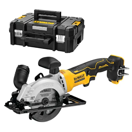 Акумулаторен ръчен циркуляр DeWALT  без батерия и зарядно, 18 V, ф 115 мм, 4500 об./мин, DCS571NT