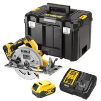 Акумулаторен ръчен циркуляр DeWALT  с 2 батерии и зарядно, 18 V, 5 Ah, ф 184 мм, 5500 об./мин, DCS572P2