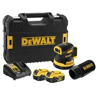 Акумулаторен орбитален шлайф DeWALT с плавно регулиране  с 2 батерии и зарядно, 18 V, 5 Ah, ф 125 мм, 8000-12 000 об./мин, DCW210P2