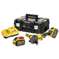Акумулаторен ъглошлайф DeWALT  с 2 батерии и зарядно, 54/18 V, 3/9 Ah, 125 мм, 9000 об./мин, DCG418X2
