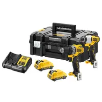 Комплект акумулаторни инструменти DeWALT  с 2 батерии и зарядно, DCD701, DCF801, 12 V, 3 Ah, DCK2110L2T