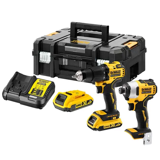 Комплект акумулаторни инструменти DeWALT  с 2 батерии и зарядно, DCD709, DCF809, 18 V, 2 Ah, DCK2062D2T