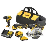 Комплект акумулаторни инструменти DeWALT  с 2 батерии и зарядно, DCD701, DCS512, DCS353, 12 V, 1x2, 1x5 Ah, DCK317P1D1