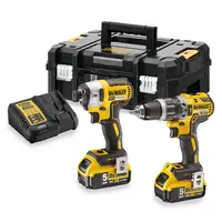 Комплект акумулаторни инструменти DeWALT  с 2 батерии и зарядно, DCD796, DCF887, 18 V, 5 Ah, DCK266P2T