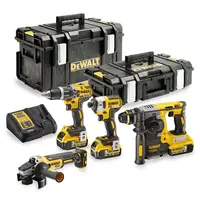 Комплект акумулаторни инструменти DeWALT  с 3 батерии и зарядно, DCD796, DCF887, DCG405, DCH273, 18 V, 5 Ah, DCK422P3